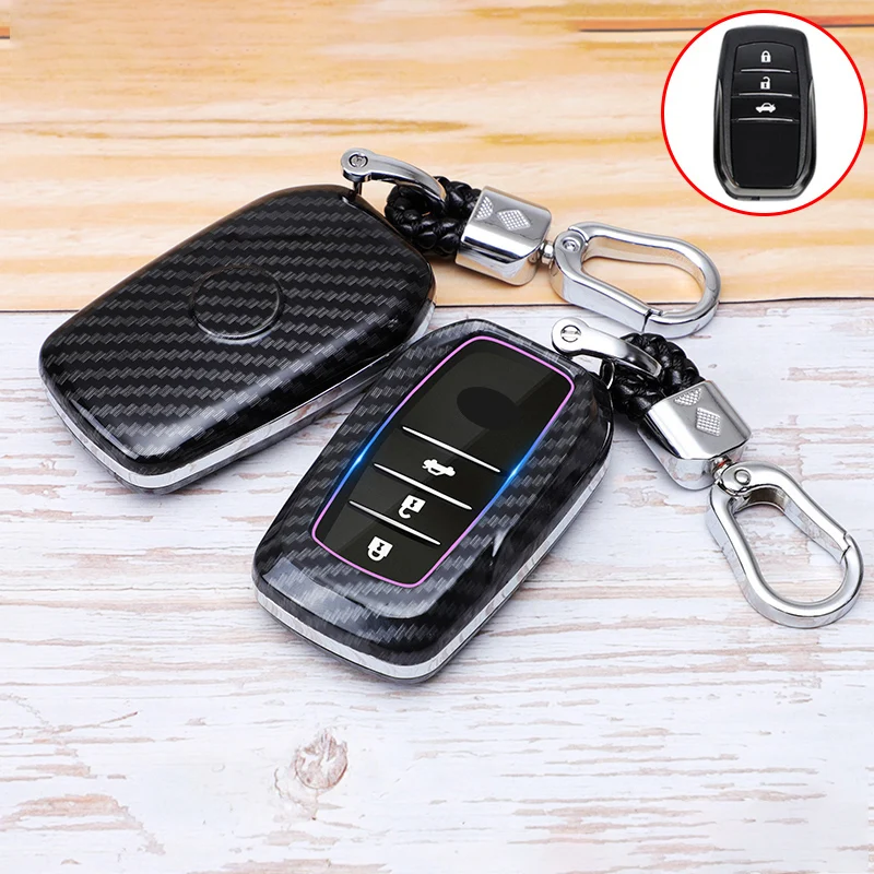 ABS чехол для ключей из углеродного волокна с дистанционным управлением Toyota Corolla RAV4 Avalon Camry Crown Prius CHR Land Cruiser Prado