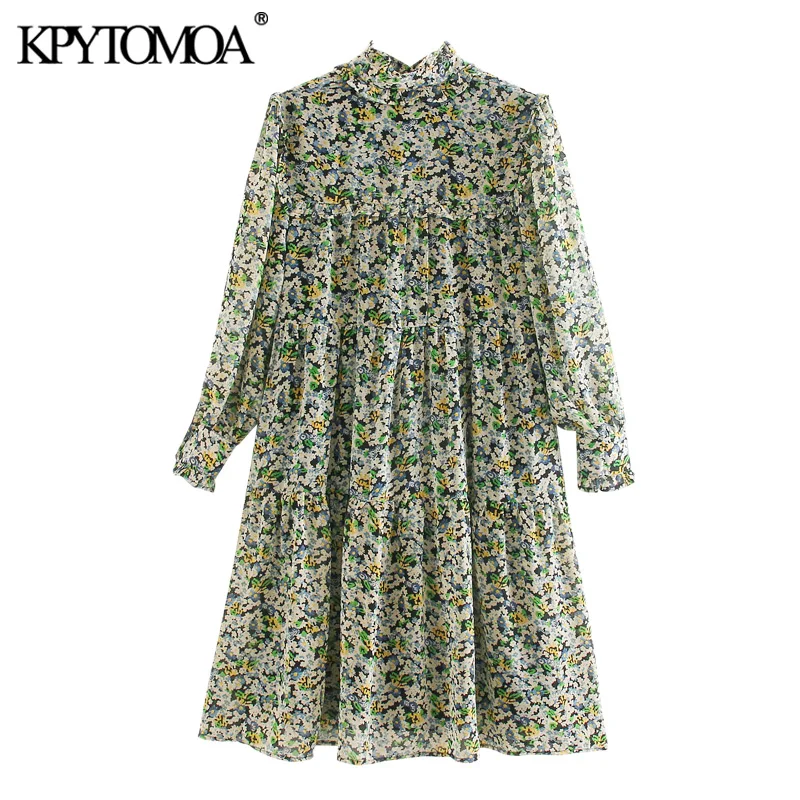 KPYTOMOA Women 2020 Chic Fashion Floral Print Ruffled Dress Vintage Long Sleeve With Lining Female Dresses Vestidos Mujer KPYTOMOA Women 2020 Chic Fashion Floral Print Ruffled Dress Vintage Long Sleeve With Lining Female Dresses Vestidos Mujer