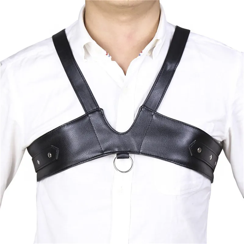 Leather Chest Garters For Male Sexy Punk Leather Thorax Shackle Strap Men Bondage Stocking Belt Bdsm Sexual Suspenders Lingerie