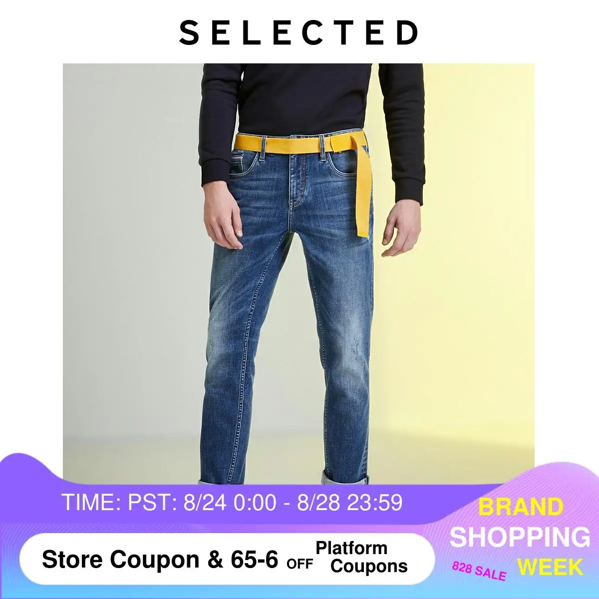 SELECTED Men's Slim Fit Denim Pants New Casual Stretch Cotton Jeans LAB|419432526 SELECTED Men's Slim Fit Denim Pants New Casual Stretch Cotton Jeans LAB|419432526
