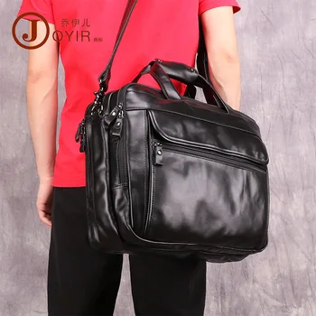 

Business Fashion MEN'S Briefcase Retro MEN'S Real-leather Bag 15.6-Inch Hand Computer Bag Multi-functional Shoulder Bag Men's