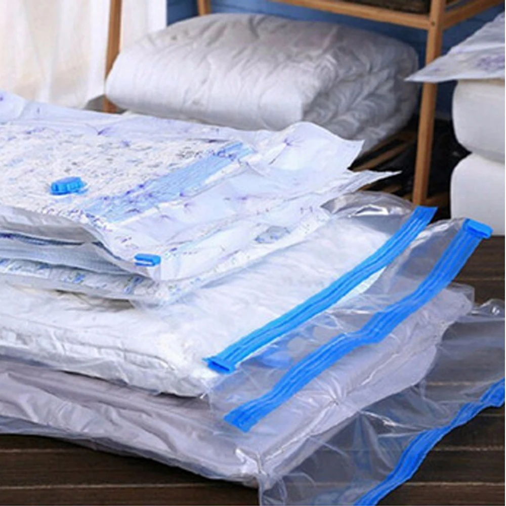 

0.7mm Thickening Vacuum Bag For Clothes Storage Bag With Valve Transparent Border Folding Compressed Organizer Saving Seal Bags
