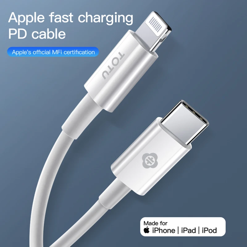 TOTU MFI PD USB C кабель для быстрой зарядки для Iphone Xs Max кабель для быстрой зарядки для Iphone X 8 7 6 Plus кабель для зарядки