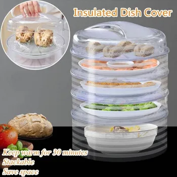 

Transparent Insulation Dish Cover PET Multifunctional Stackable Refrigerator Food Fresh Cover Dustproof Mosquito Kitchen Lids