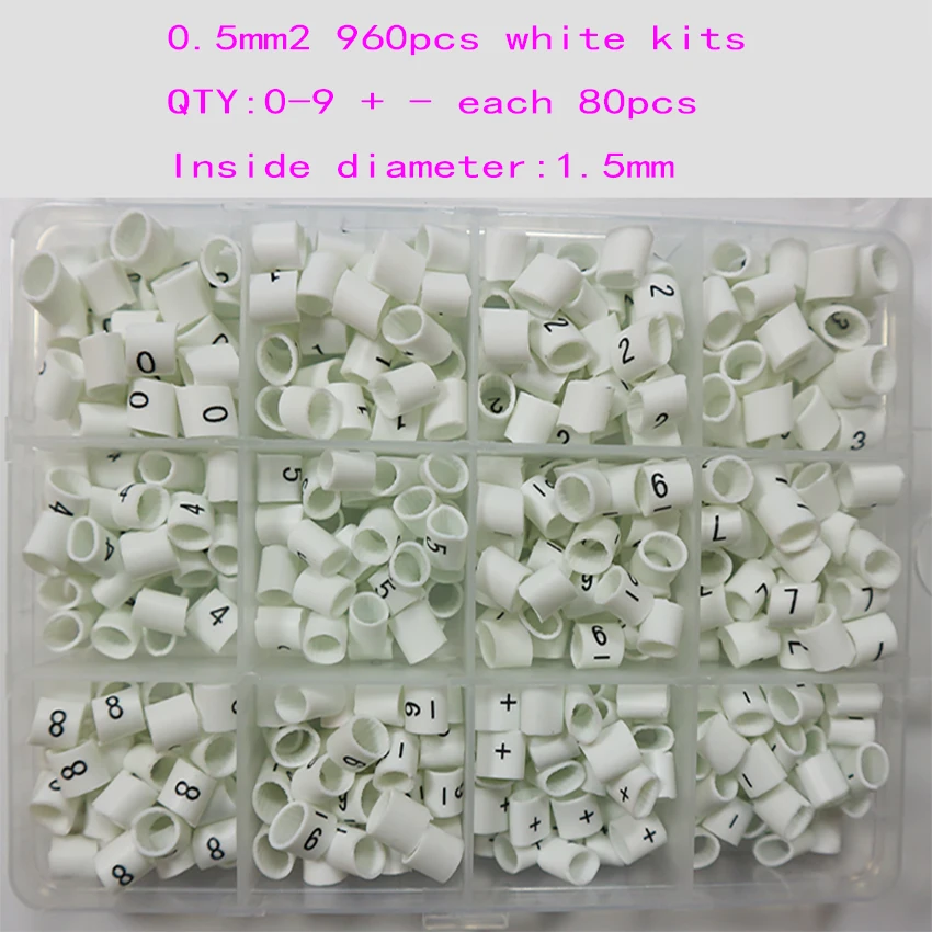 

freeshipping 0.5 0.75 1.0 1.5 2.5 4.0 6.0 8.0 10.0 16mm2 white cable marker plum tubing 0-9 different number 12 lattice box