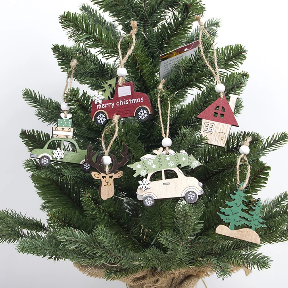 3pcs Christmas Hanging Wood Tag Decorative Tree Deer House Pendant Ornaments With Bells Party Supplies For Wedding | Дом и сад