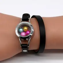 Черный кожаный браслет с медальоном 7 цветов из нержавеющей стали жемчужный браслет с медальоном подходит для 6-8 мм/3-4 мм Жемчуг SL020