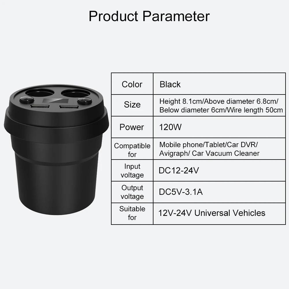 Автомобильный Зарядное устройство с 2 портами (стандарт DC/5V 3.1A чашки Мощность