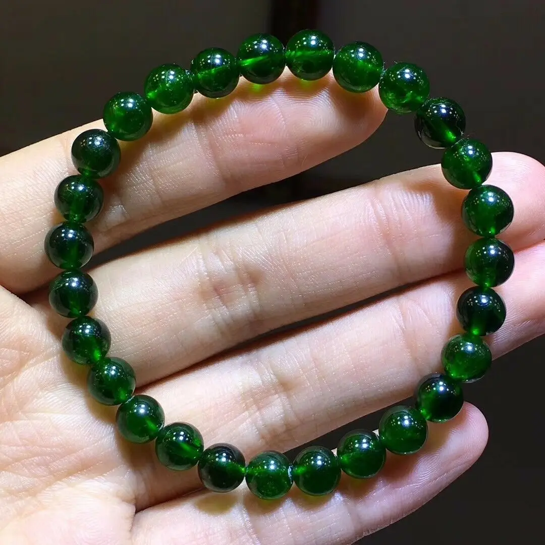 

Natural Green Diopside Quartz Bracelet Clear Round Beads 7.1mm Women Men Fashion Stone Genuine Diopside Crystal AAAAAA