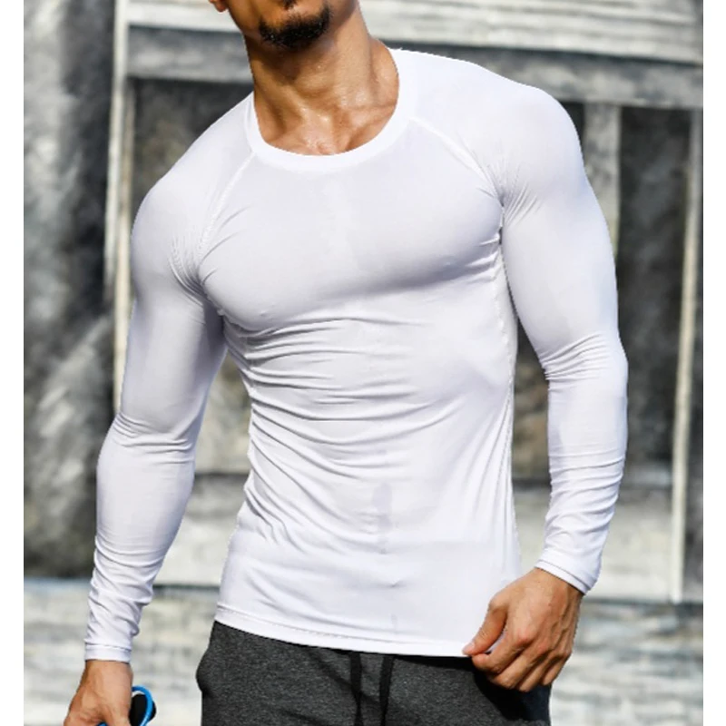 Camisetas deportivas de secado rápido para hombre, camisa de manga