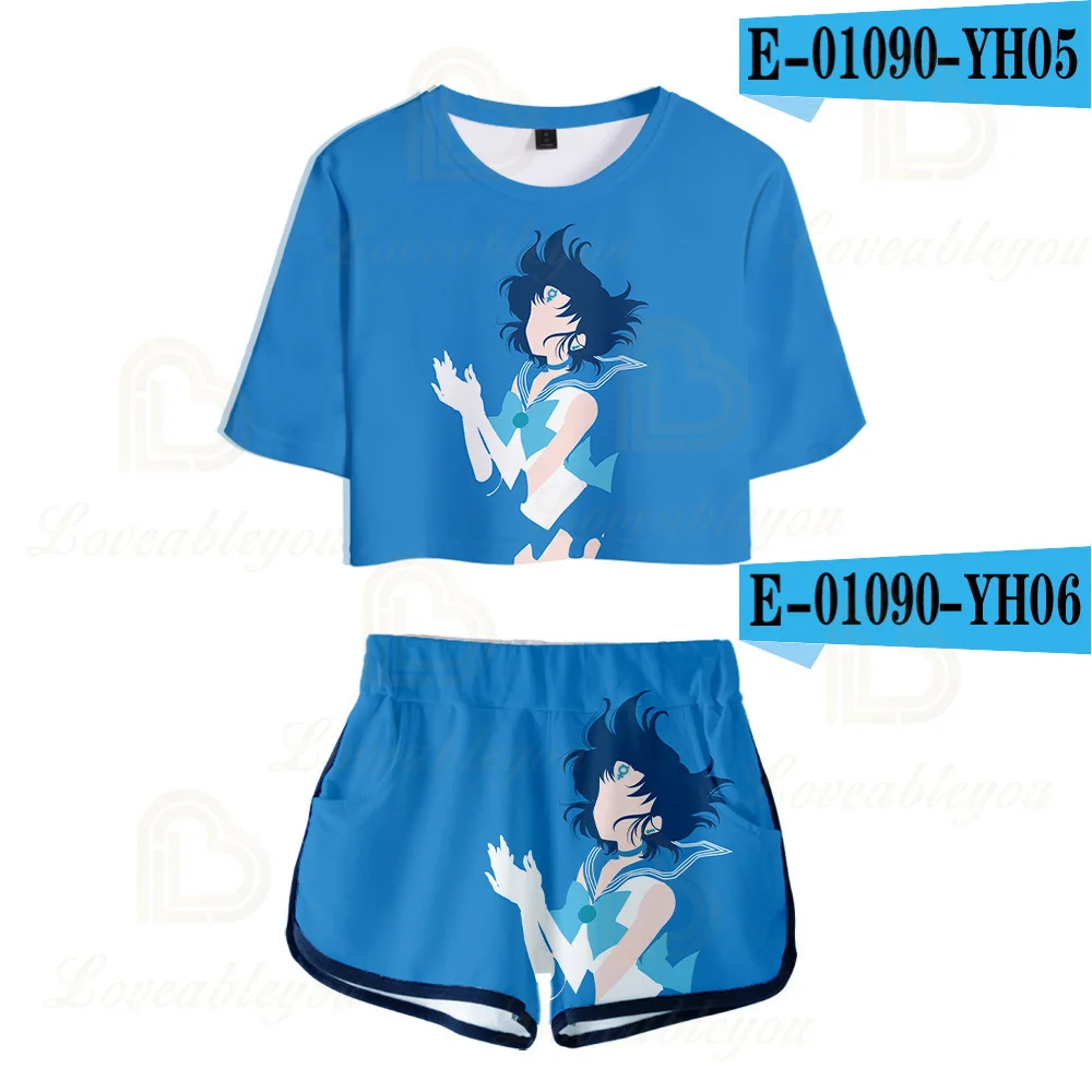 Anime Sailor Moon Tshirt Sets Navel T-shirt Two