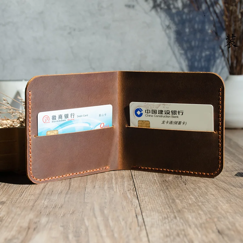 

Hand Stitching Manmade Genuine Leather Wallets for Men Minimalist Retro Men Wallet Genuine Leather Designer Gift for Men