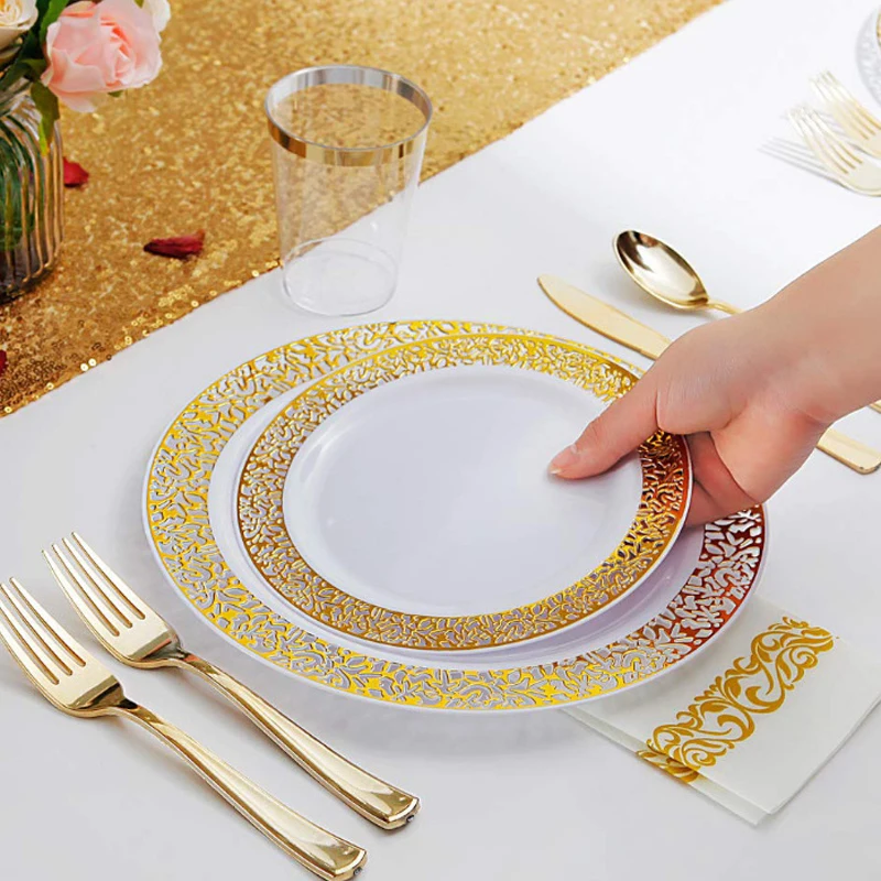 Serviettes de table en papier doré, 20 feuilles, élégantes, feuille d'or,  pour travailleurs, décorations de fête de mariage - AliExpress