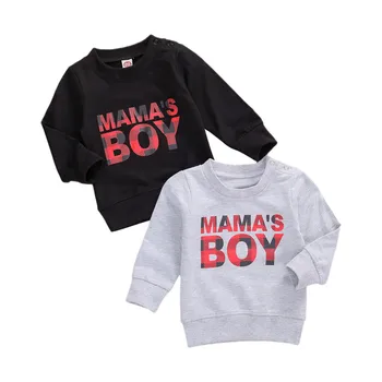 

2020 Autumn Baby Boys Sweatshirts Tops Letter Print Long Sleeve Pullover Tops Warm Outfits 0-3Y