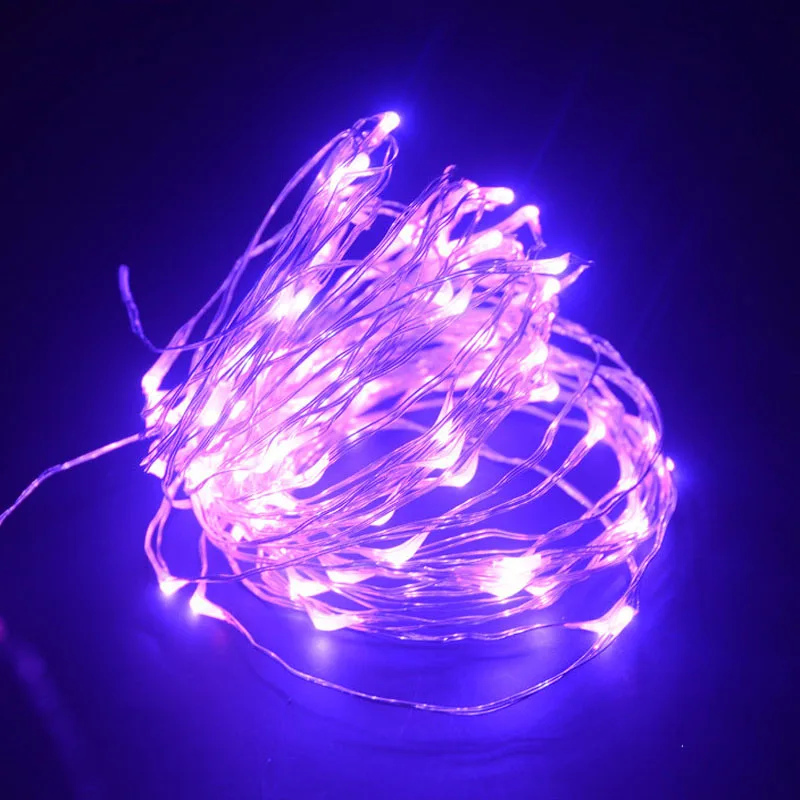 Purple 2 м, 3 м, 5 м, 10 м, питание от usb/питание от батареи, светодиодные Рождественские огни, медная гирлянда, сказочные огни, гирлянда, праздничная, свадебная, декоративная - Испускаемый цвет: Purple