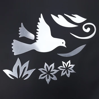 

New 3D Bird Flowers Mirror Effect Wall Stickers Fashion Design Art Decals Home Decoration Silver