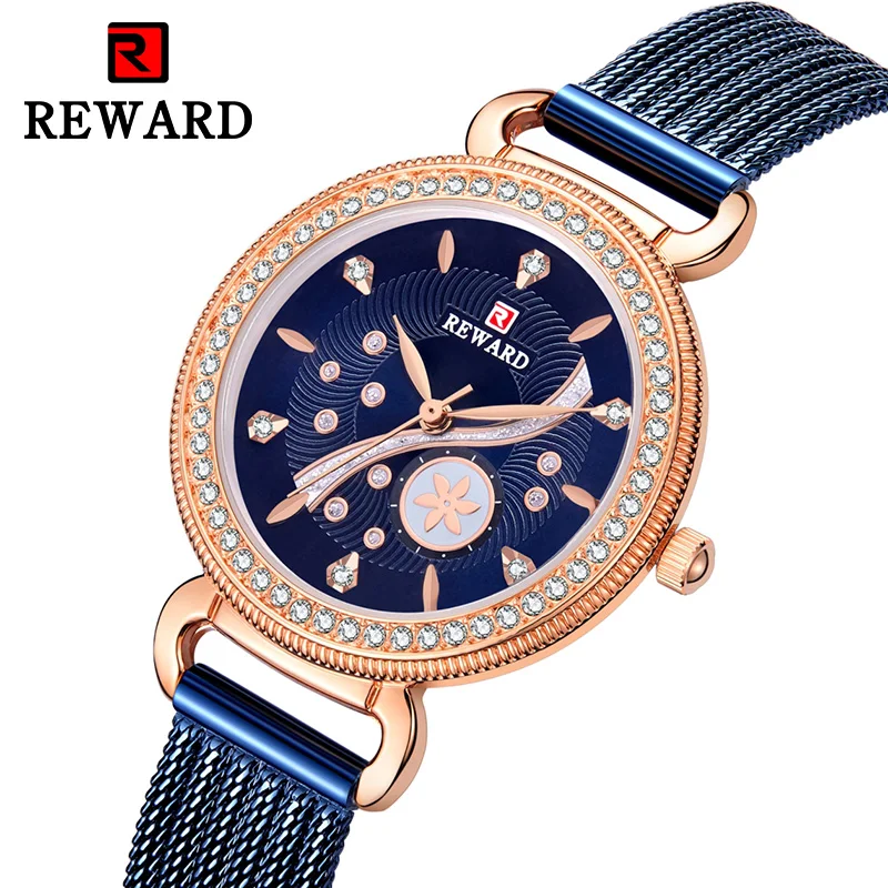 

REWARD ladies watch diamond women's watch cross-border explosion models stainless steel Milan mesh with waterproof Lady female
