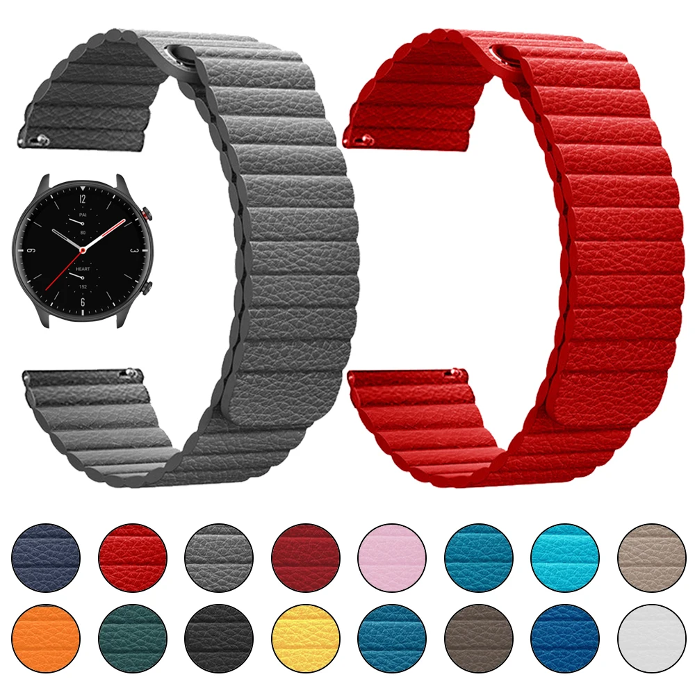 20 22mm Cinturino In Pelle Magnetica Per Huami Amazfit GTR 2 3 Pro 20-22mm-cinturino-in-pelle-magnetica-per-huami-amazfit-gtr-2-3-pro