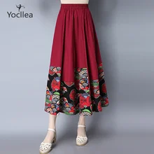 Хлопковые льняные юбки, Женская плиссированная юбка с принтом, большой размер, Студенческая разноцветная юбка для девушек, женские юбки на весну, лето, Осень