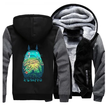

Tonari No Totoro Thick Hoodies Sweatshirt Fleece Cute Coat Men Japan Anime Jackets Harajuku Sportswear Winter Warm Streetwear