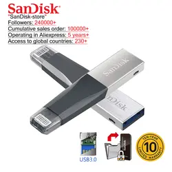 Двойной Флеш-накопитель SanDisk OTG USB флеш-накопитель USB3.0 HD флеш-накопитель флешка, переносной usb-накопитель для iPhone/iPad/iPod/ПК 32 Гб 64 Гб 128 ГБ 256