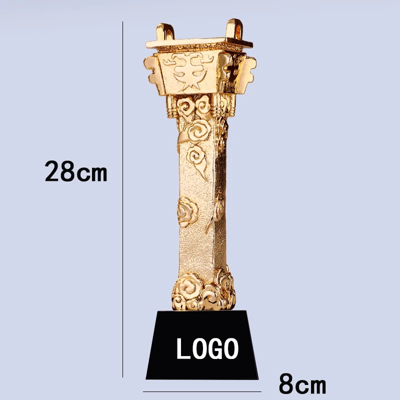 

Customized Gold-plated Trophy Medals Custom Business Cooperation Company Employees Award Free Lettering Trophies