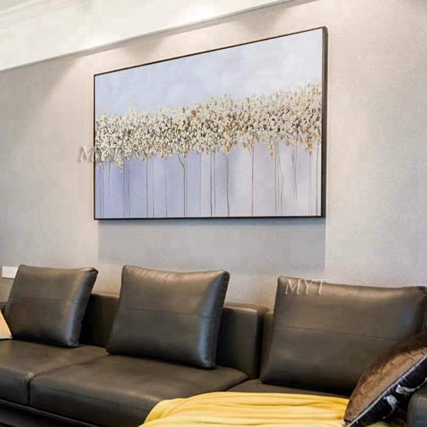 Online Weiße Blumen Abstrakte Ölgemälde Auf Leinwand Für Wohnzimmer Home Bilder Farbe Durch Moderne Öl Wand Kunst Gemälde Unframe