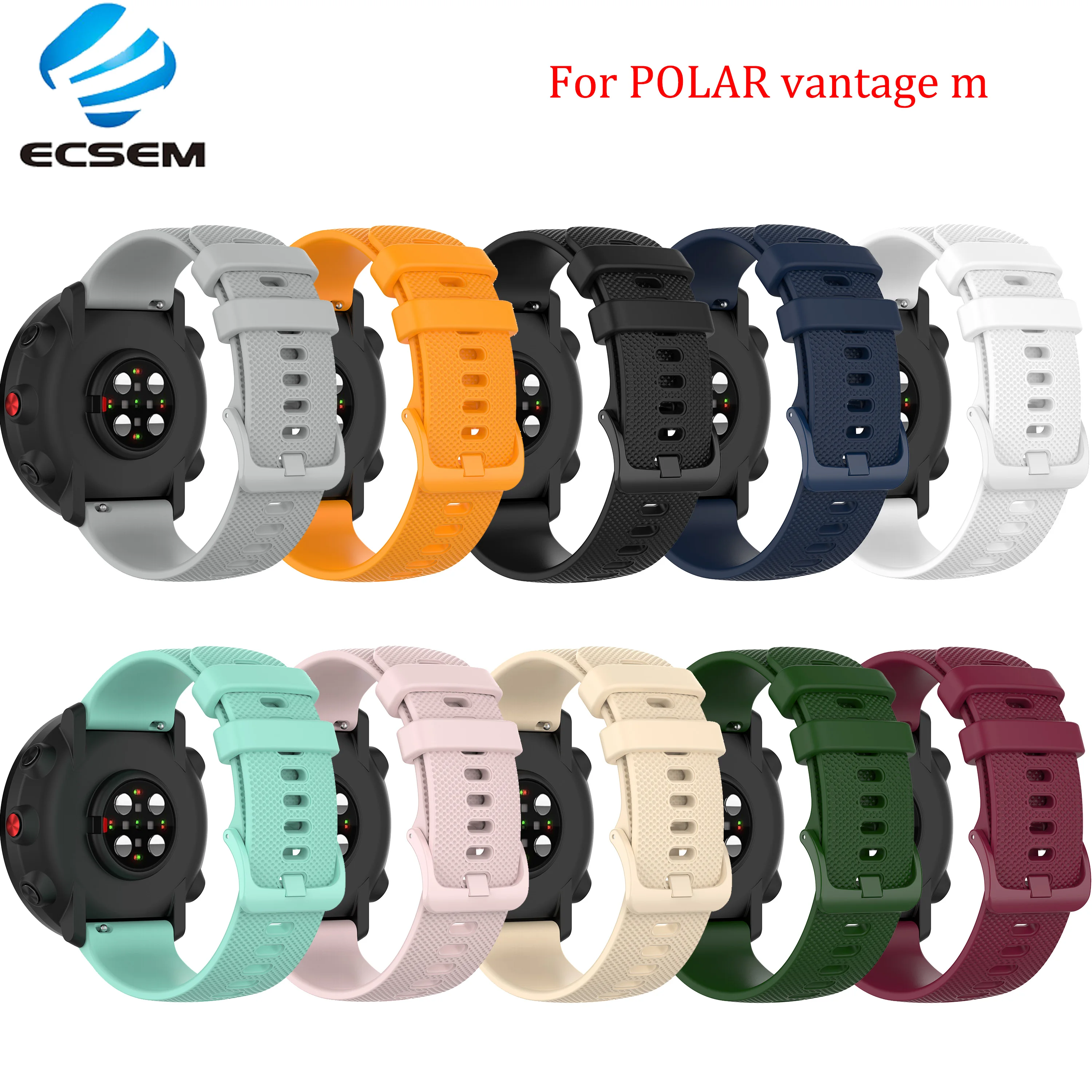 Ремешок для часов Polar Vantage M 22 мм сменный силиконовый спортивный браслет смарт grit
