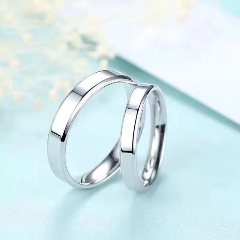 

S925 Sterling Silver 925 Original Luxury Open Ended Rings Resizable Bright Charm Couple Rings Simple Smooth Surface Fine Jewelry