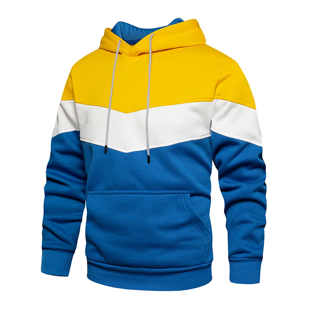 Sweat à Capuche Zippé Homme - Coupe Ajustée Patchwork Léger | Streetwear Automne Hiver Décontracté