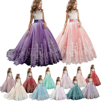 

2020 New Trailing Baby Wedding Dress Girl Bridesmaid First Communion Elegant Dress For Girls Children Long Princess Party Dress