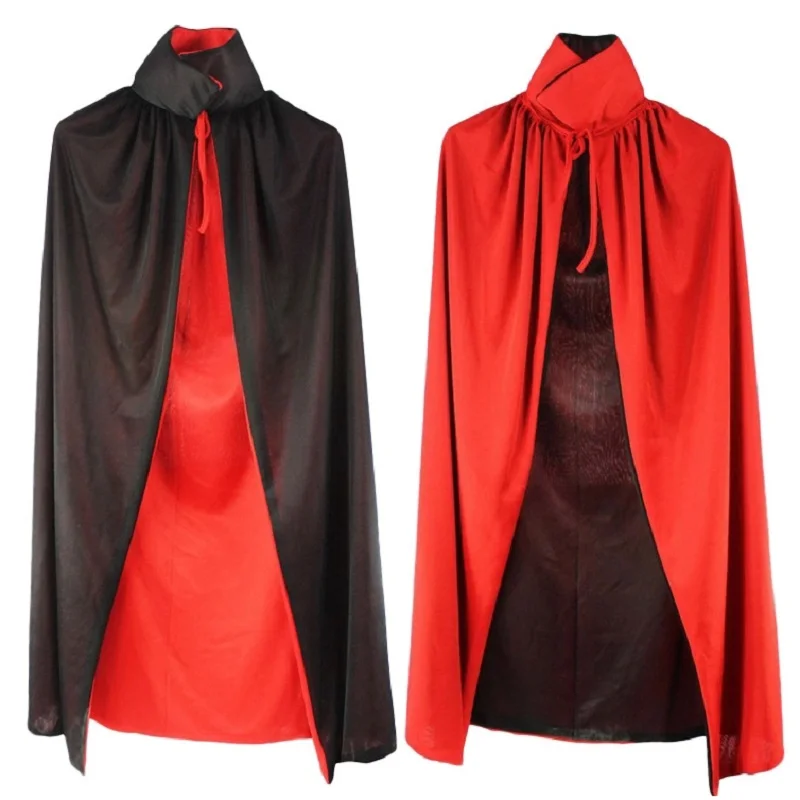 costume halloween Witch Black cloak Red vampire cape devil clothes for Women Men Kids party
