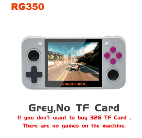 Gray no tf card Новая Ретро игра RG350 видео игра портативная игровая консоль мини 64 бит 3,5 дюймов ips экран 16G+ 32G TF игровой плеер RG 350 PS1 - Цвет: Gray no tf card