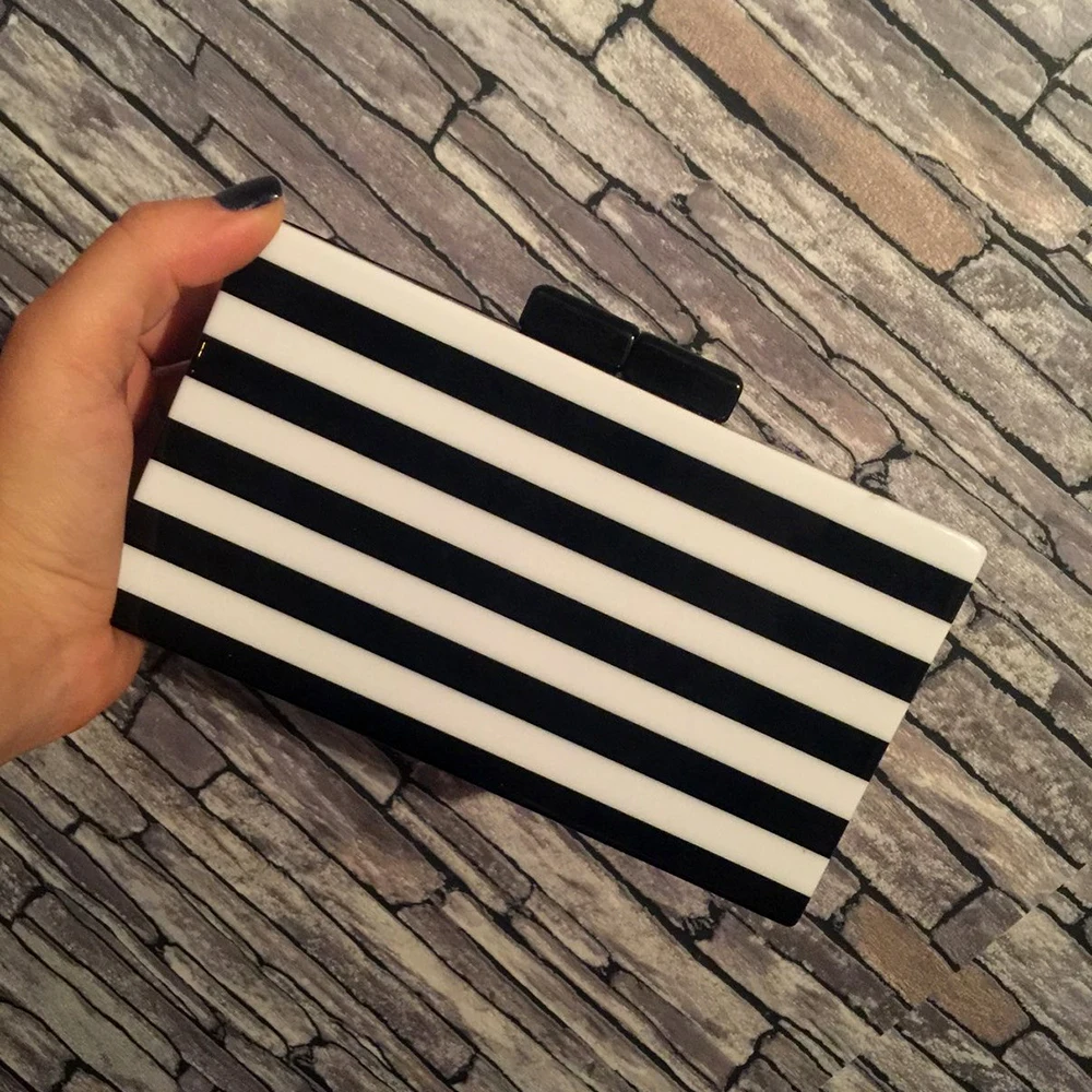 Женский акриловый Вечерний Клатч Boutique De FGG в полоску на цепочке через плечо|crossbody