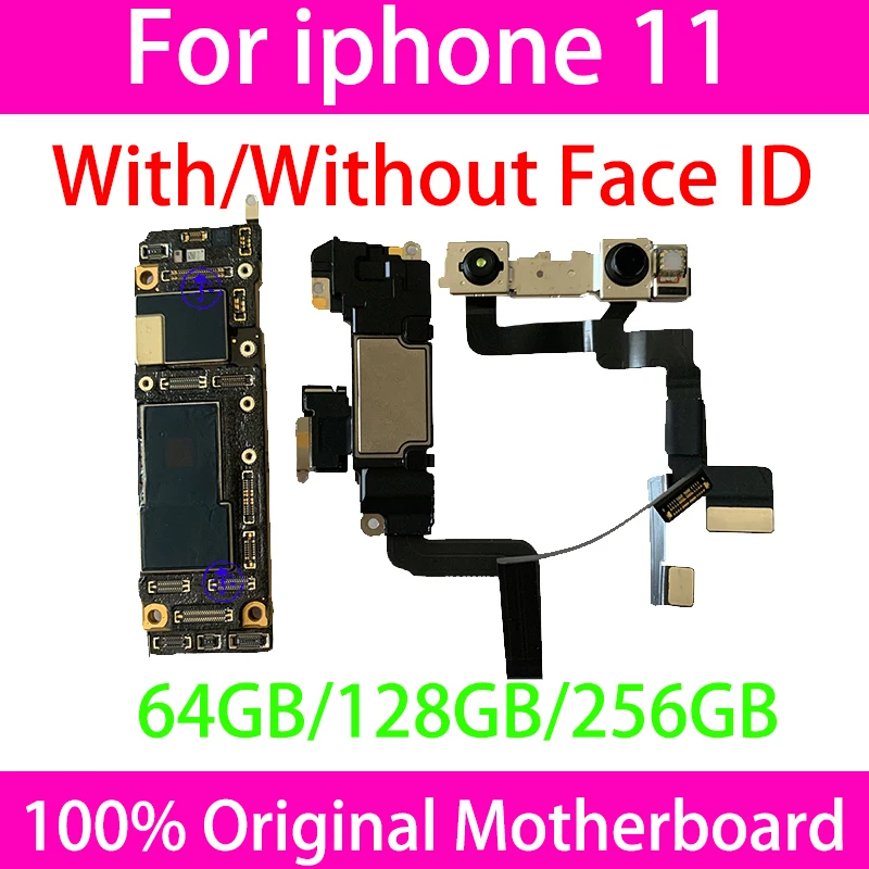 Original Unlocked Mainboard For iPhone 11 Motherboard iphone11 Face ID Good Tested Supprt iOS Update Clean IMEI Logic Board | Мобильные