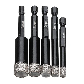 

5PCS 6/8/10/12/14mm Welded Diamond Dry Drill Bit Hole Saw Cutter For Marble Tile Diamond Hole Opener Durable Drill Bit Ceramic
