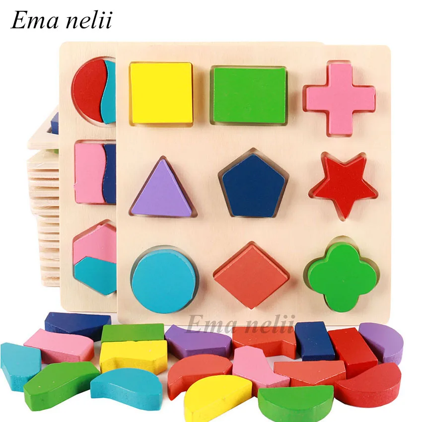 Funny Baby Kids Montessori Early Education Wooden Learning Toy Block Puzzle Toys
