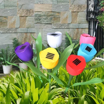 

Tulip Flower Shape LED Solar Lights Lawn Decoration Lamp Outdoor Garden Yard Solar Power LED Waterproof Easy Installation
