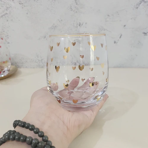 gold 350ML Стеклянная кружка пара чашек сердце любовь Золотая стеклянная кружка устойчивая чайная кружка молочная чашка для лимонного сока посуда для напитков Рождественский подарок pf103114 - Цвет: gold 350ML