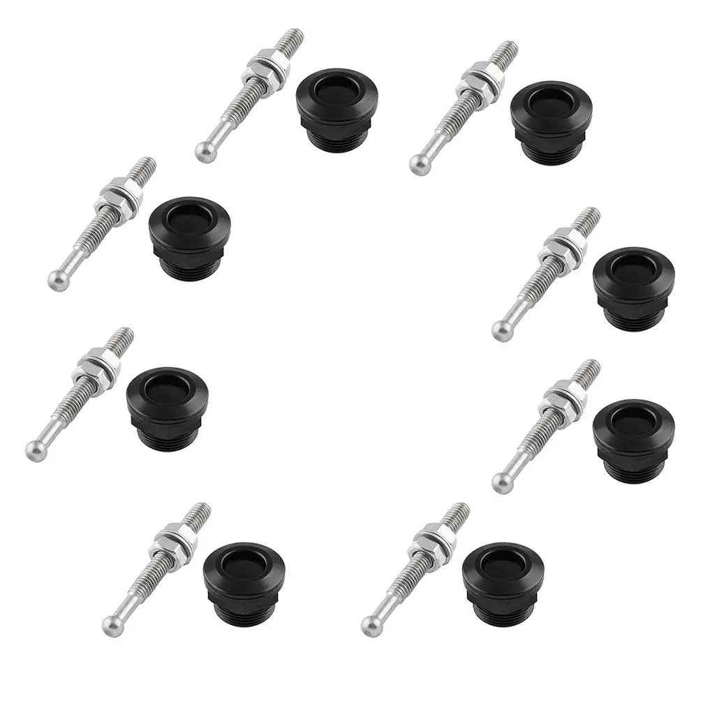 8pcs Black 22mm Quik Release Latch Fastener Hood Push Button Billet