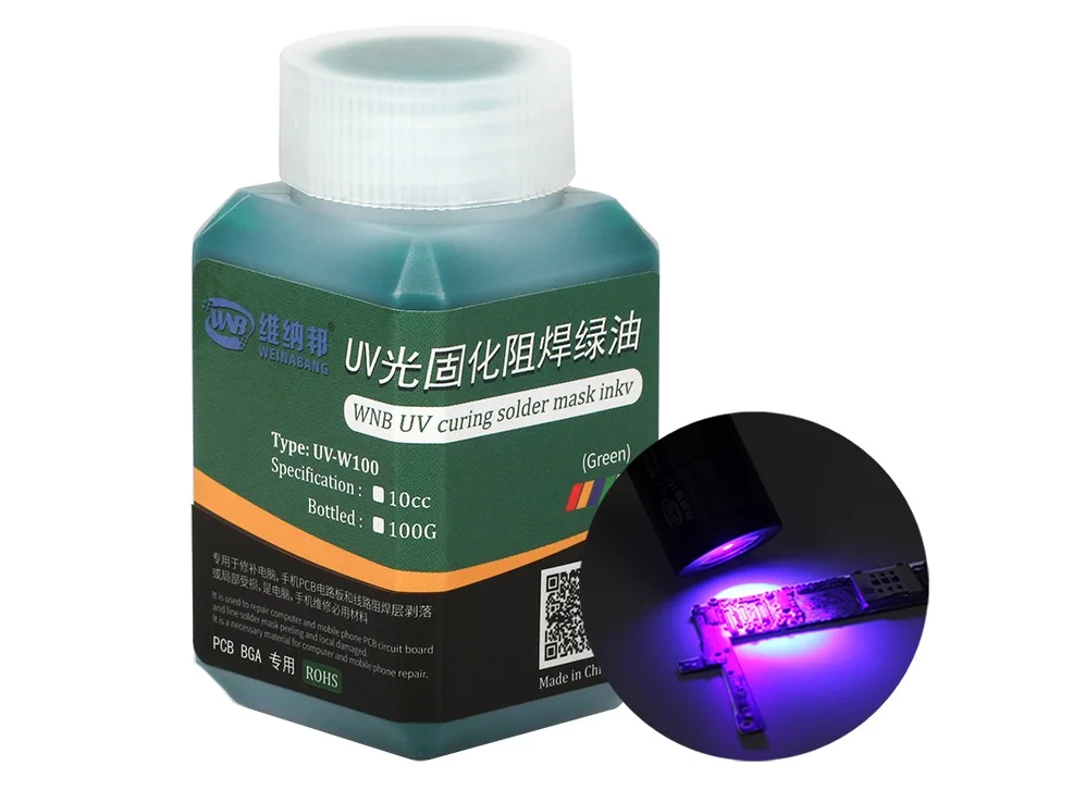 WNB 100g UV Photosensitive Solder Mask Ink Curable Soldering Prevent Corrosive Arcing PCB Circuit Board Repair Welding Paint Oil welding hoods for sale