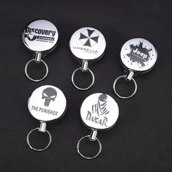 Fly Fishing Tackle Boxes Retractor Tools Badge Holder Retractable Key Chain Ring Reel Carabiners Clip Steel Wire Cord Pesca