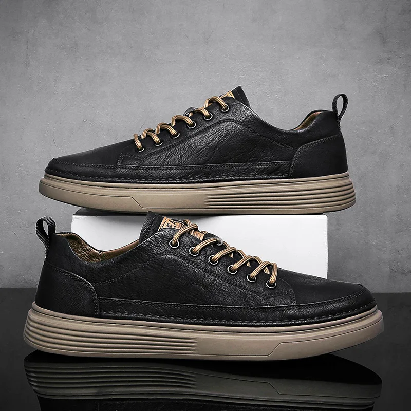 2022 New Leather Shoes Fashion Oxfords Men Dress Shoes Korean Men Luxury Sneakers Lace-up Casual Designer Sneakers Mens Shoes