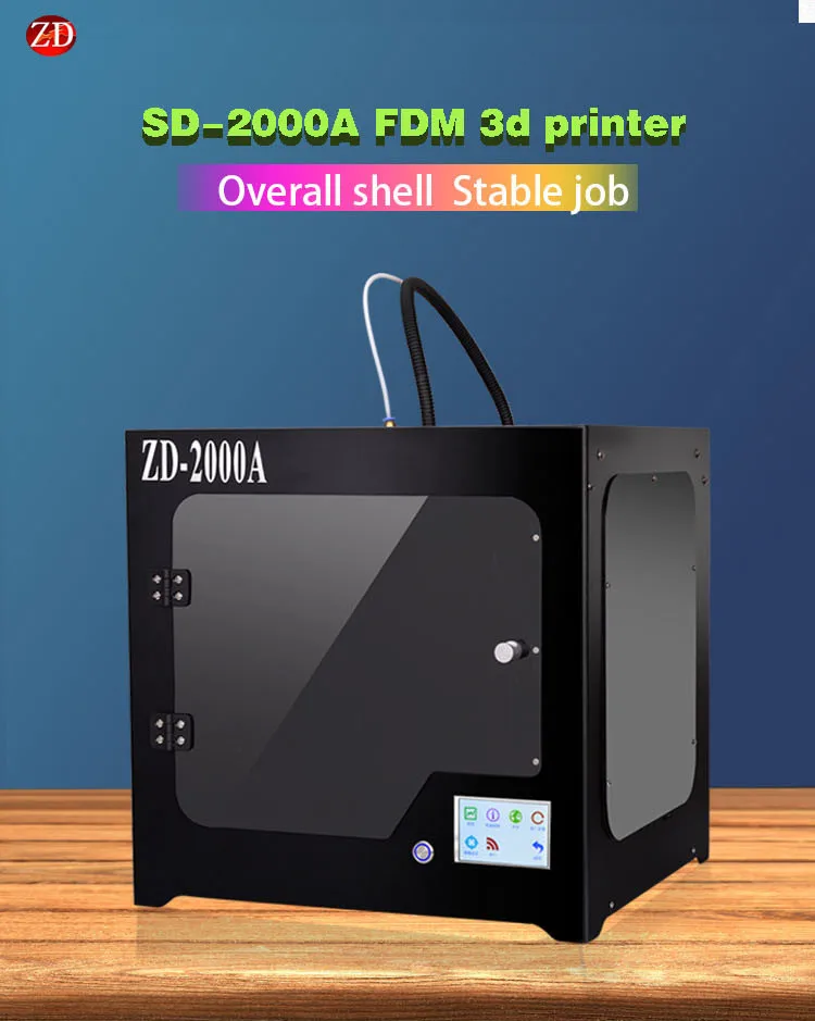 SD-2000A fdm 3d принтер с высокой точностью и большим размером отправляет 3,5 дюймовый сенсорный экран ближнего конца провода фидера