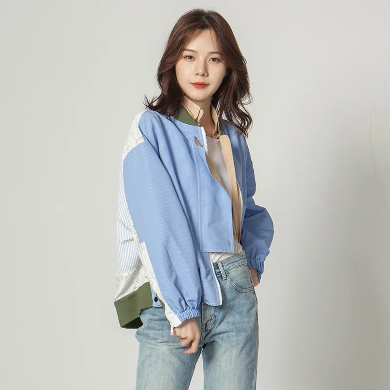 

[Xi yue] Designer Origional WOMEN'S Dress 2019 Autumn And Winter New Style Stripes Joint Contrast Color Casual Jacket Women's