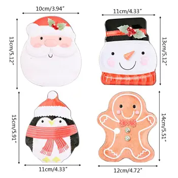 

4pcs Christmas Tinplate Box Santa Snowman Gingerbread Man Candy Cookie Storage