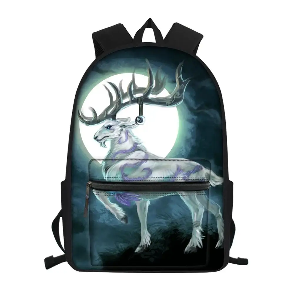 

HaoYun Children's Canvas Backpack Fantasy Moon Deer Prints Pattern Students Book Bags Women's Multi-functional Travel Backpacks