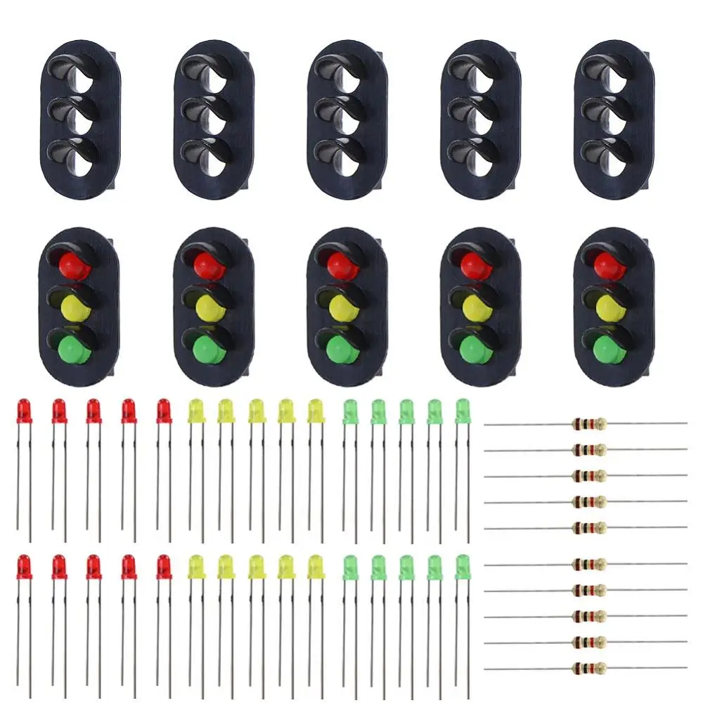 10 sets HO Scale Target Faces With 3 LEDs Red/Yellow/Green 1:87 Railway Signal 3 Aspects JTD18