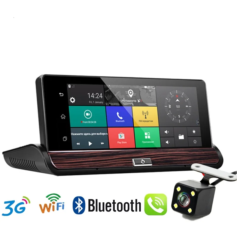 7 дюймовый автомобильный видеорегистратор 3G с камерой GPS навигацией Android 5 0 Bluetooth Wi