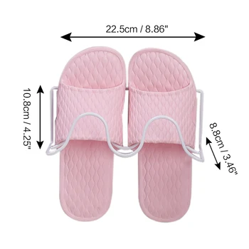 

Metal Wall Mounted Shoes Rack Punch Free Slippers Holding Wire Shelf Bathroom Shoes Storage Rack Saving Space